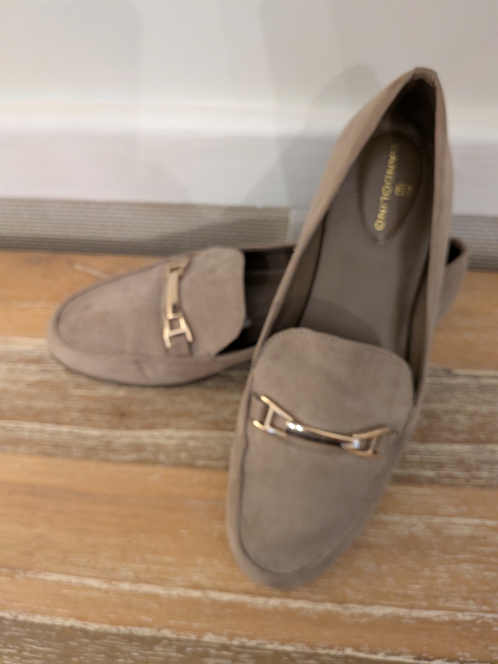 Bandolino Women’s Taupe  Loafers with Gold Accent